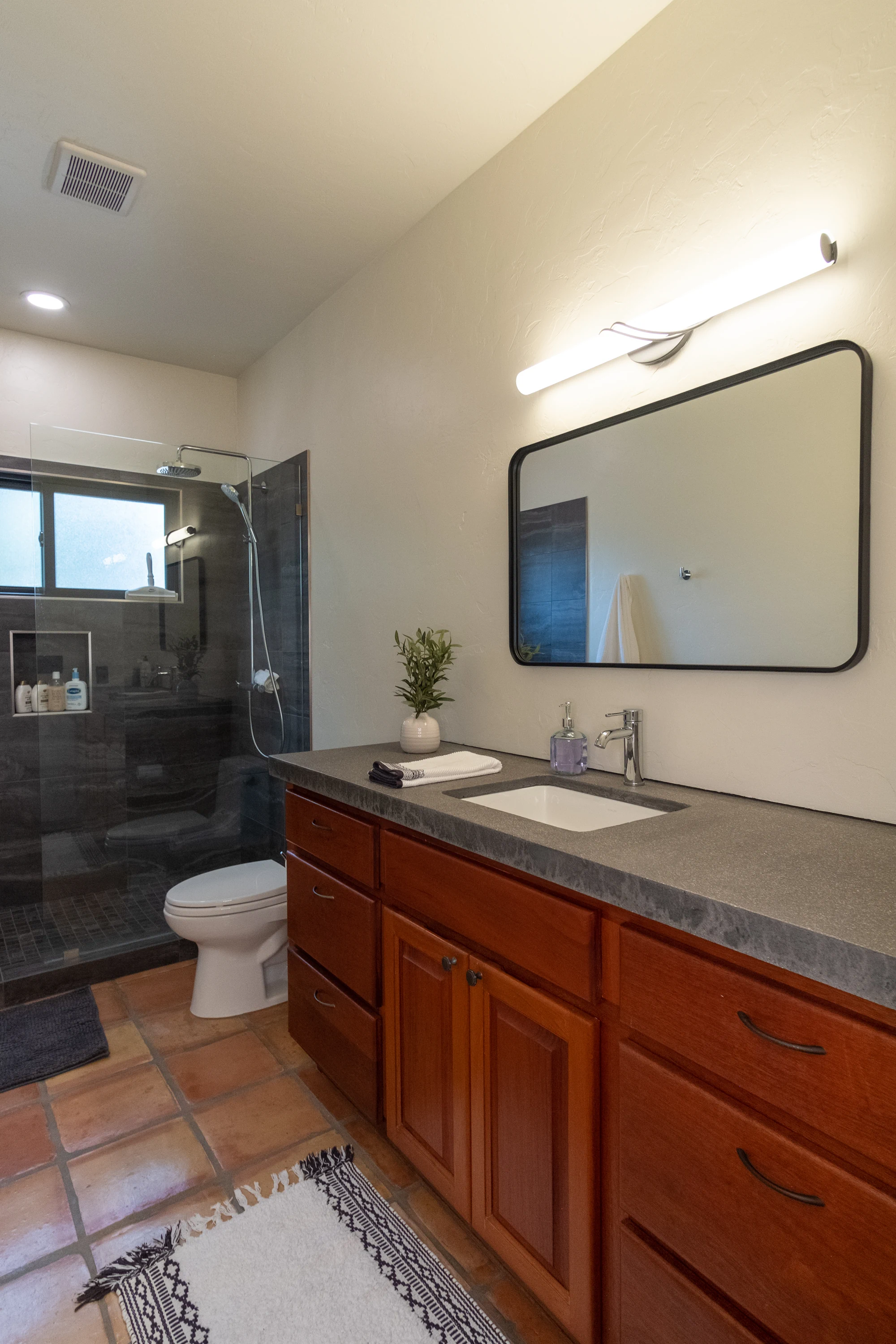 Neatly organized and clean bathroom