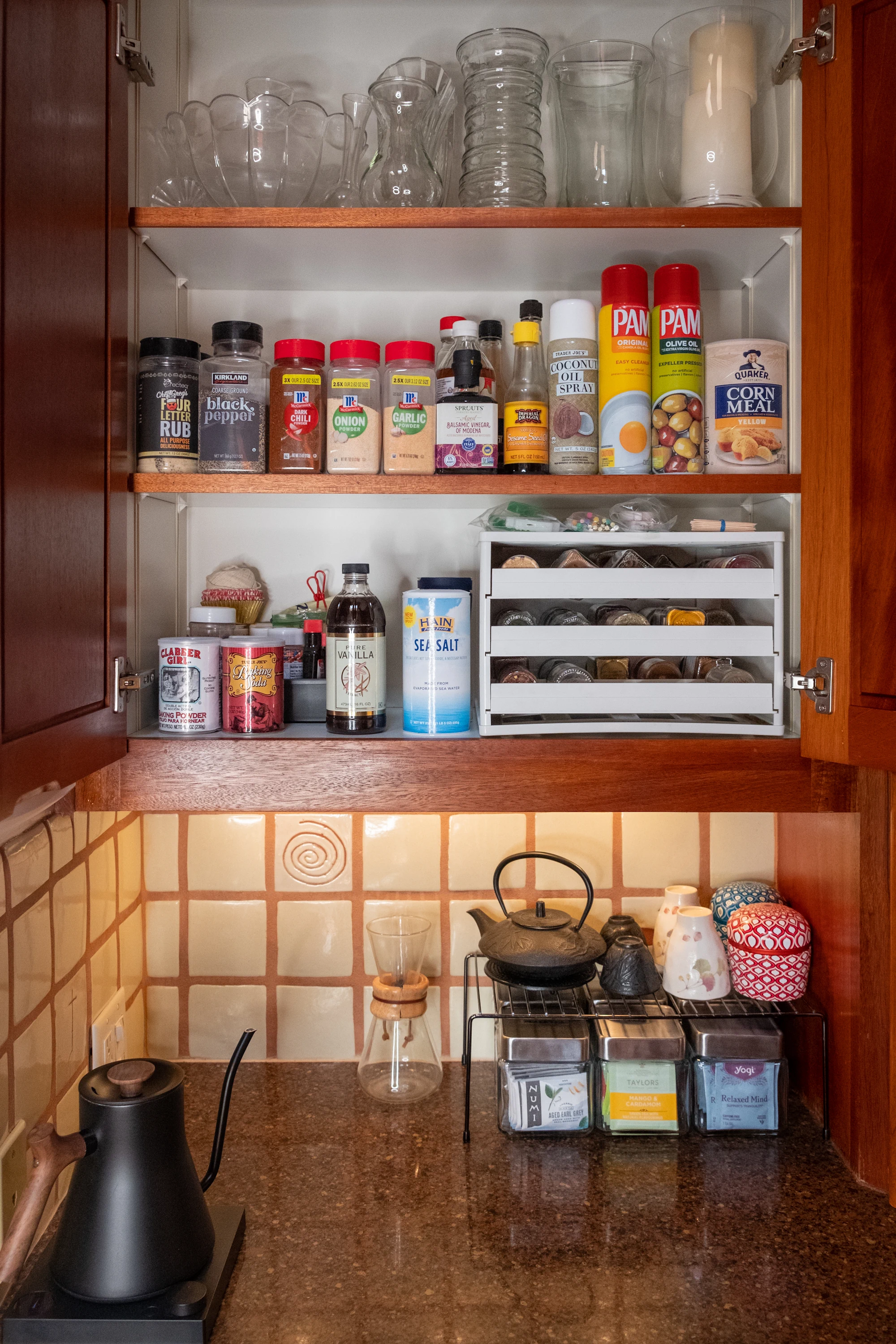 Organized spice cabinet