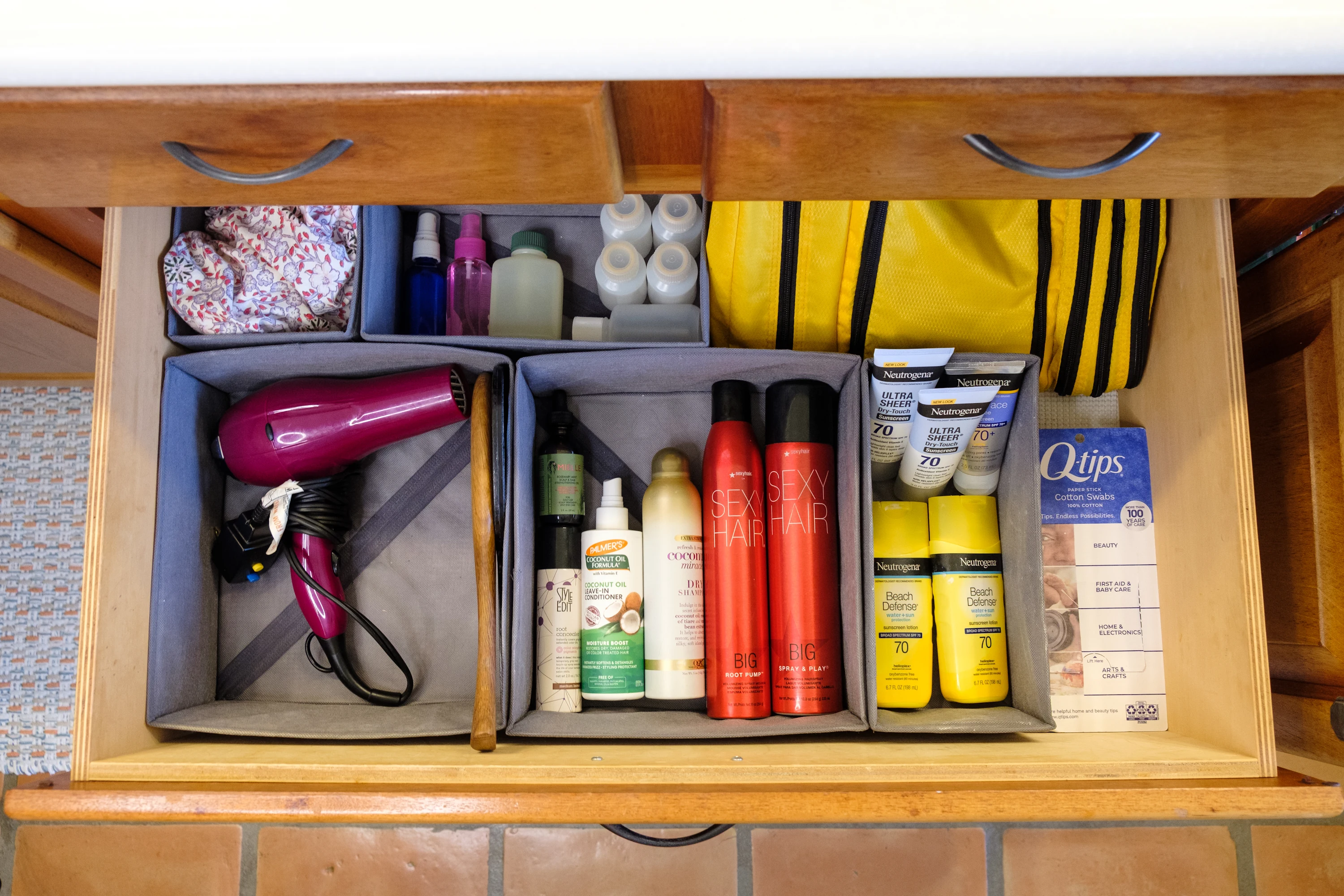 Organized bathroom drawer