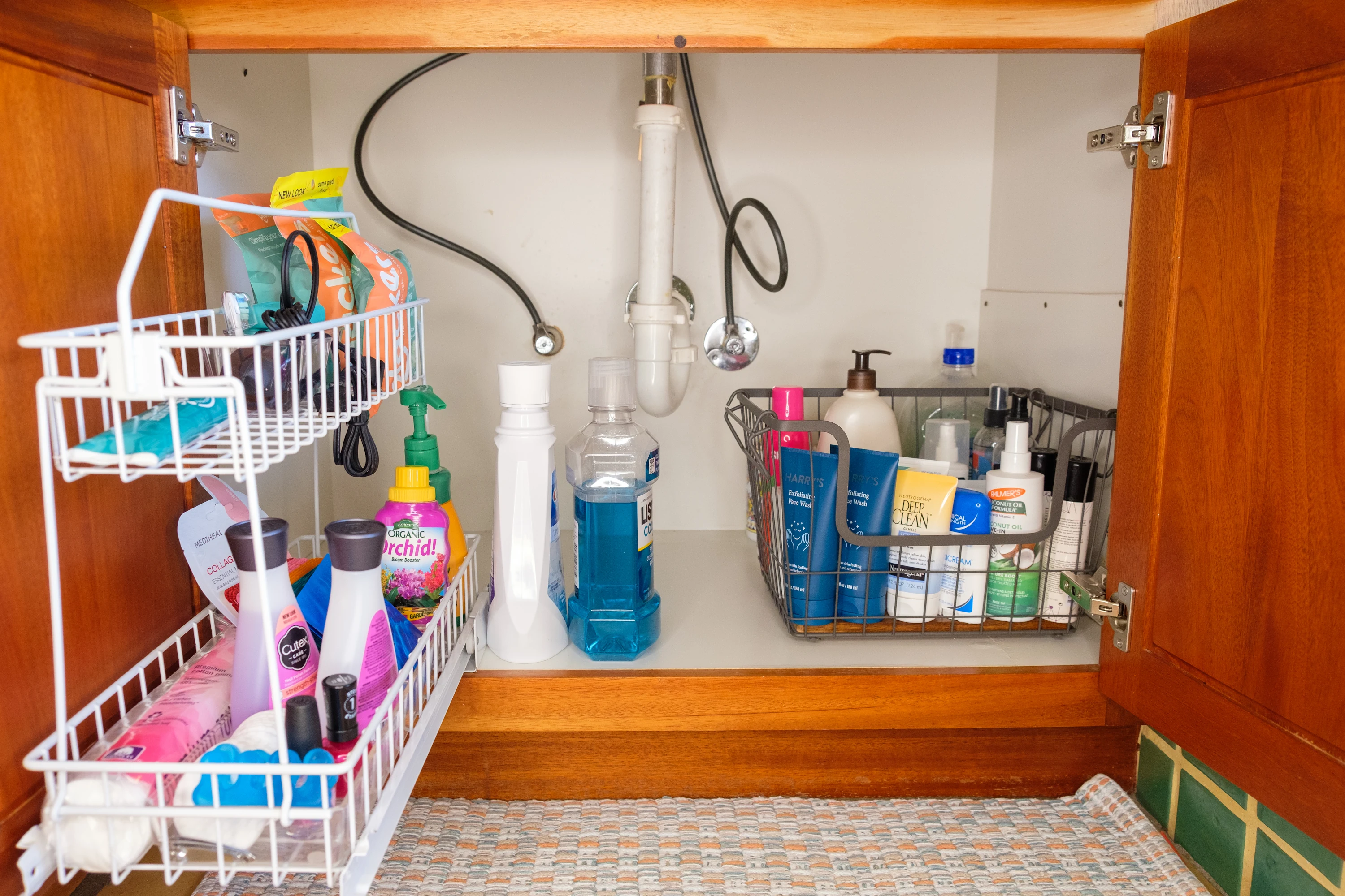 Organized bathroom cupboard